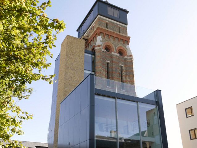Exterior view of the converted Victorian water tower which was one of the most expensive Grand Designs conversion projects.
