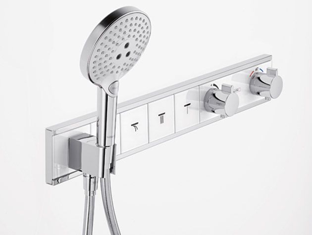 silver overhead shower