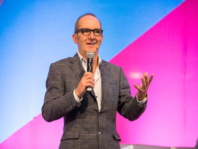 kevin mccloud on stage at grand theatre at grand designs live birmingham 2017