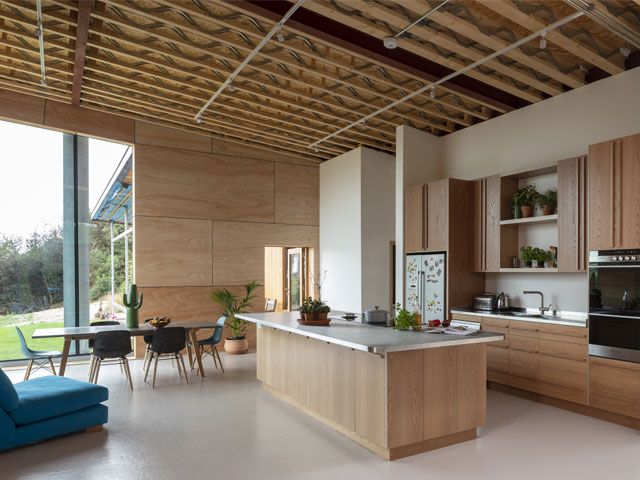 Grand Designs TV house from episode 2 series 2018, Padstow Cornwall with wooden beam kitchen -tv-houses-granddesignsmagazine.com