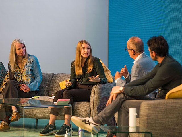 Kevin McCloud on stage with Friends of the Earth and Join the Pipe campaigners talking about the plastic pollution crisis at grand designs live at the NEC in October 2018 - kevin mccloud on plastic pollution - granddesignsmagazine.com