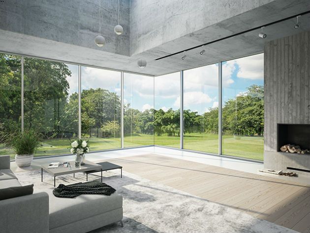 Shueco Grand Designs February 2019 Advertorial Interior Garden View Windows Open Wide Tall Wall to Floor Panoramic Green Living Room