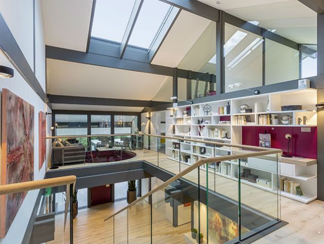 Huf Haus Grand Designs February 2019 Advertorial Green Show Home Interior Rooflight staircase balcony