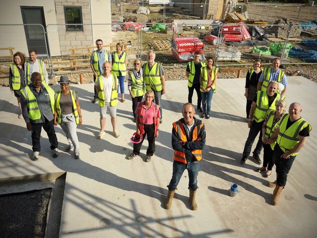 kevin mccloud with grand designs the street builders on site at graven hill, featured on channel 4