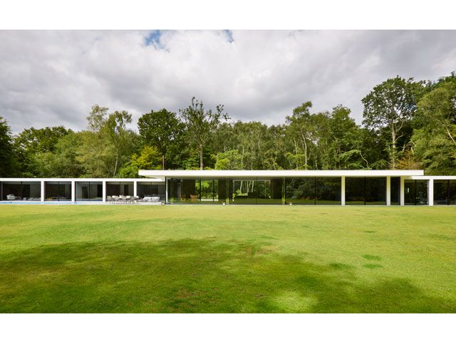 West Sussex grand designs tv house inspired by the iconic Barcelona Pavilion, photo by Darren Chung