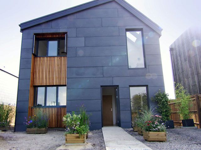 Exterior of the barn house built by James and Shannon as featured on Grand Designs: The Street Episode 2 on Channel 4