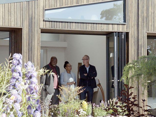Pauline and Godfrey Brandt with Kevin McCloud on Grand Designs The Street Episode 6 on Channel 4