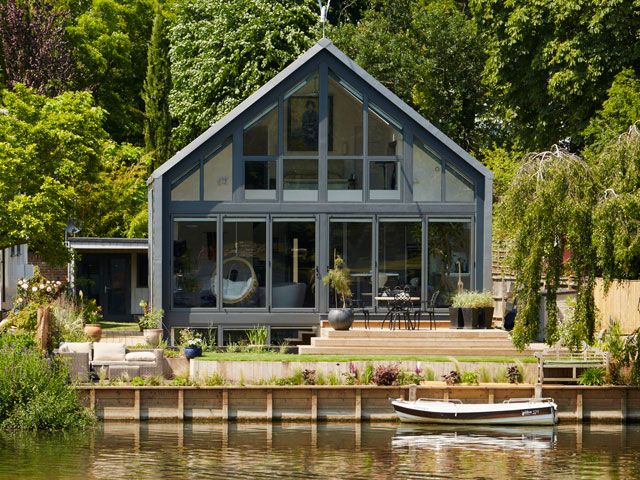 Exterior of 'Amphibious' self build house owned by Andy and Nicki Bruce 