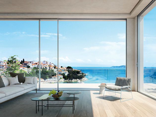 Schueco Grand Designs April 2019 Advertorial Interior Sea View Panoramic Glass Doors Living Room