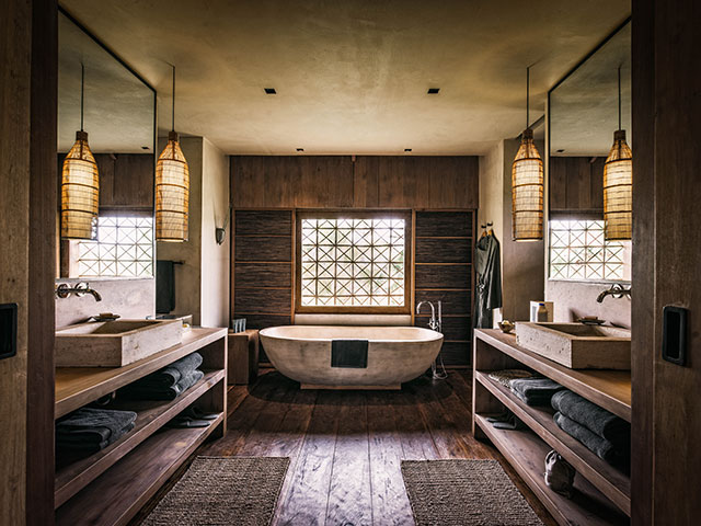 double sinks in phum baitang hotel bathroom malaysia - grand designs