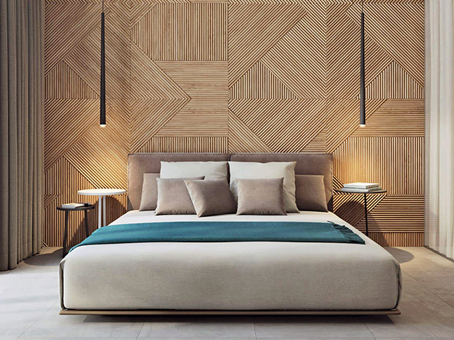 bedroom geometric wall panelling - interior cladding: 6 stylish designs - home improvements - granddesignsmagazine.com