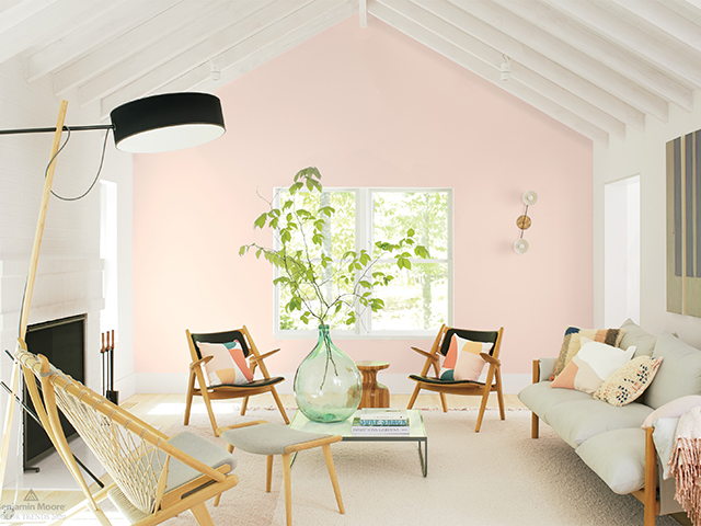 Benjamin Moore first light colour in modern living space - grand designs
