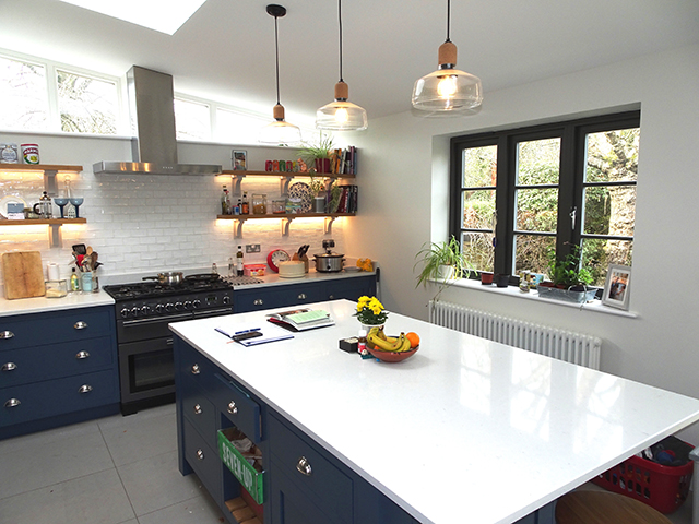 timber flush casement windows in a kitchen - self build - grand designs 