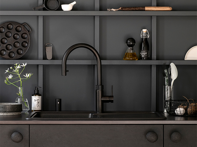 matt black kitchen tap - kitchen tap design trends for 2020 - home improvements - granddesignsmagazine.com