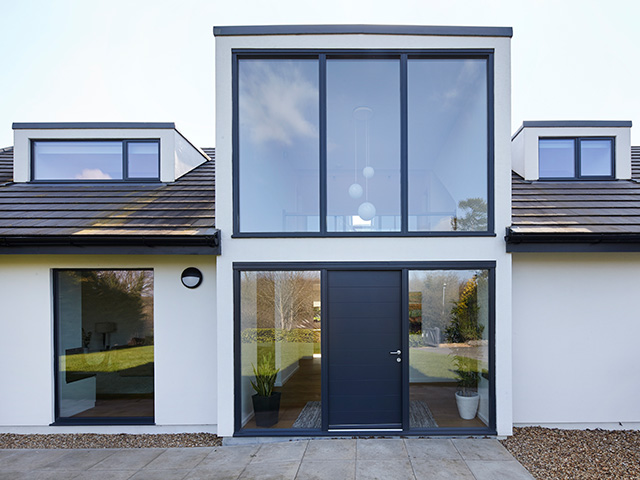 Kloeber timber FunkyFront timber fixed glazing on house - grand designs