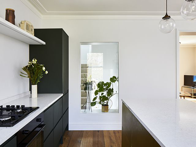 Havwoods london home wooden flooring kitchen internal window- grand designs 