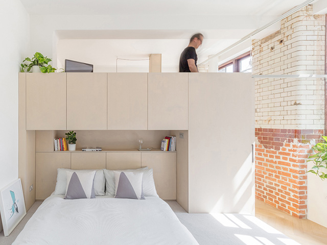 SUPRBLK converted factory bedroom - grand designs 