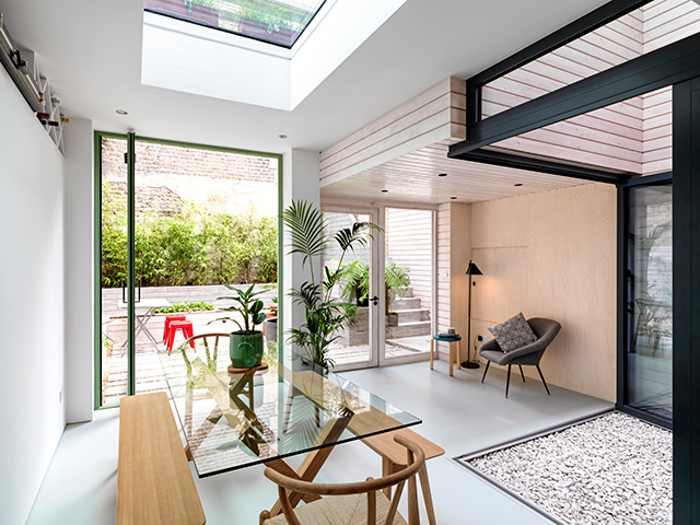 internal of basement extension with roof light and internal courtyard - grand designs 