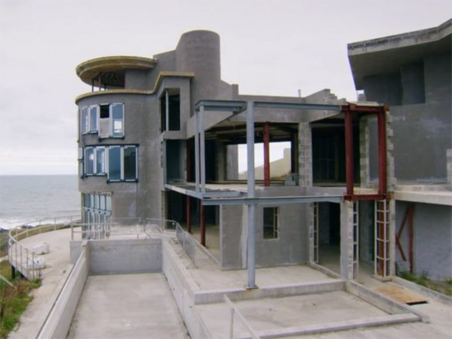 Exterior view of the unfinished house in Croyde, north Devon