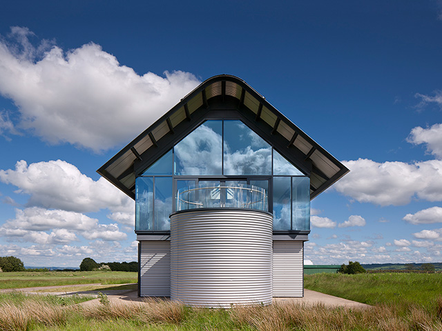 The silo-like structure looks out onto the Strathaven airfield