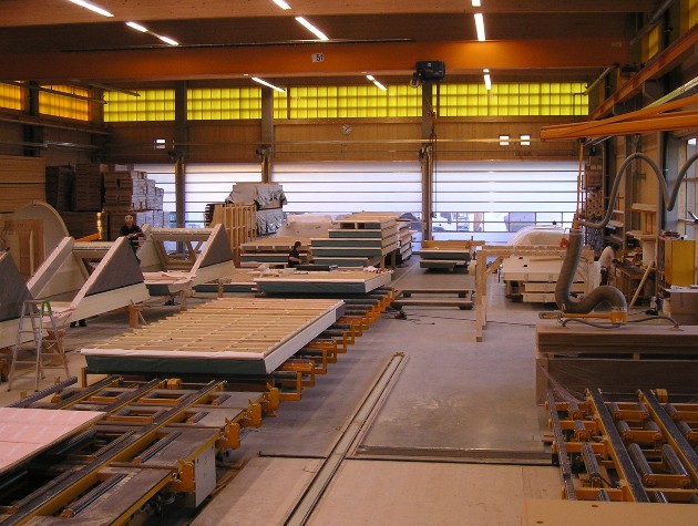 interior of factory with prefabricated units