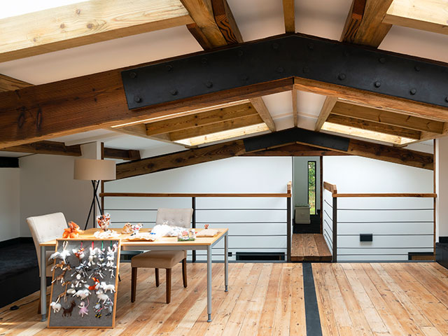 Upstairs studio of Grand Designs Sevenoaks barn