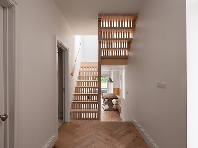 A bespoke stair from Grey Griffiths Architects with perforated risers