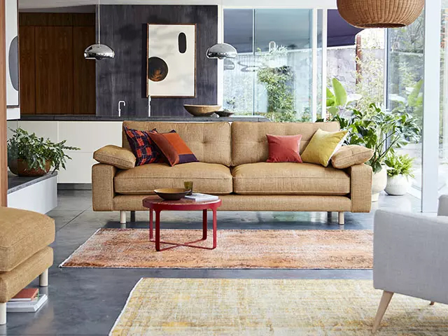 Grand Designs Kent four seater sofa in mustard chenille 1399 available exclusively at DFS