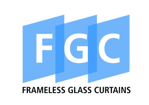 frameless glass curtains logo