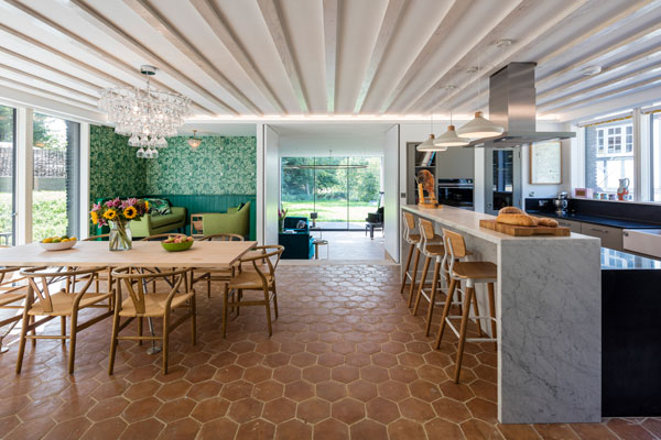 Dining area inside the Grand Designs Horsham house