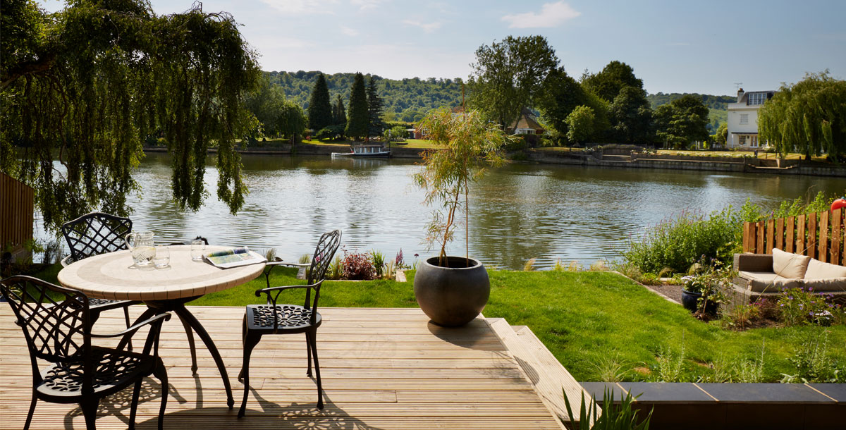 The Grand Designs amphibious house in Buckinghamshire has great views across the Thames