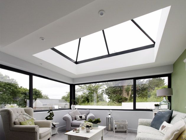 large roof light in contemporary extension 