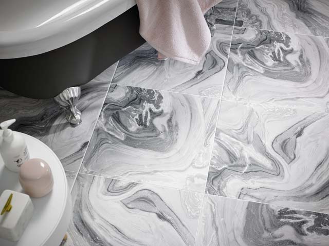 distinction marble tiling in a bathroom by British Ceramic Tile