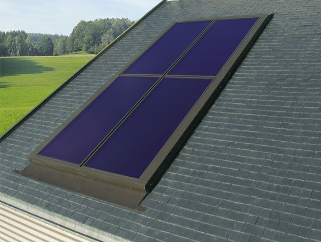 flat plate ST solar panel system on roof top of house