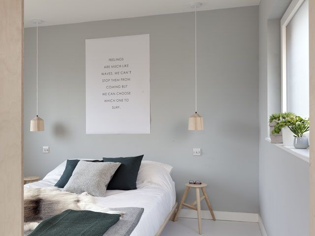 modern grey bedroom in the east london grand designs house from the 2017 tv series