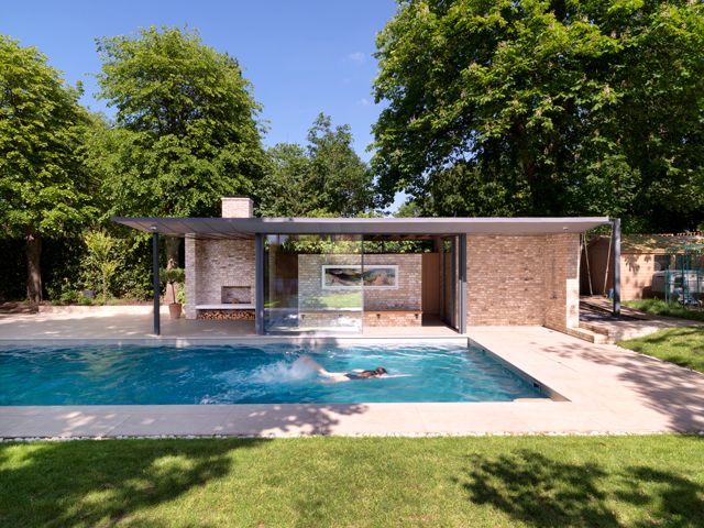 brick self build pool house in south London designed by threefold architects 