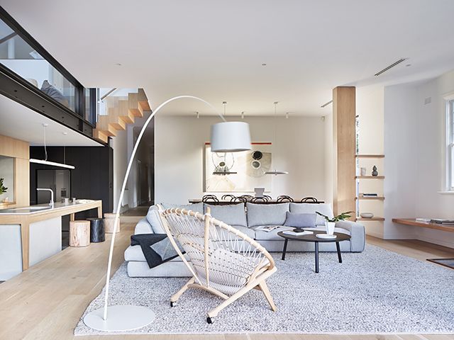 whiting architects melbourne home extension living areas open plan high ceilings - granddesigns