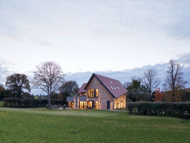 A timber frame house with garden