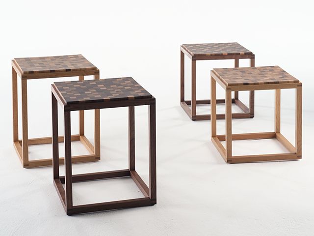 Joined + Jointed creates Patch parquetry side tables from wood offcuts
