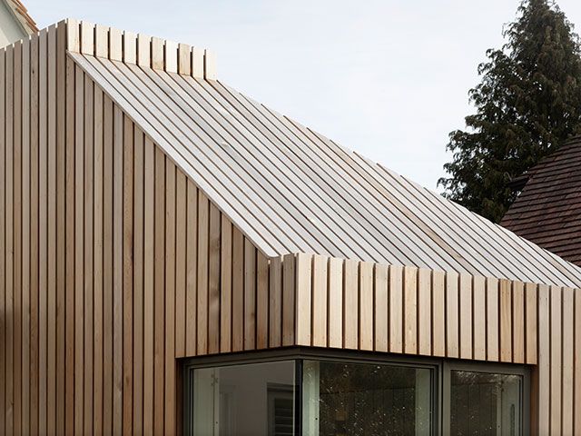 modern timber clad extension - grand designs 1920s house extension