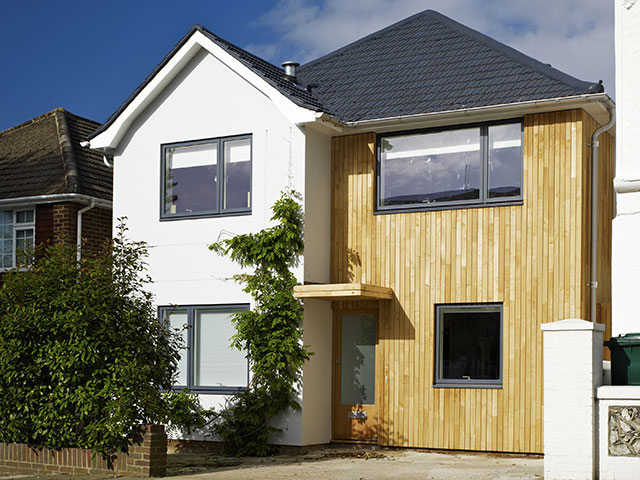 oliver heath brighton home outside with wood panelling - grand designs