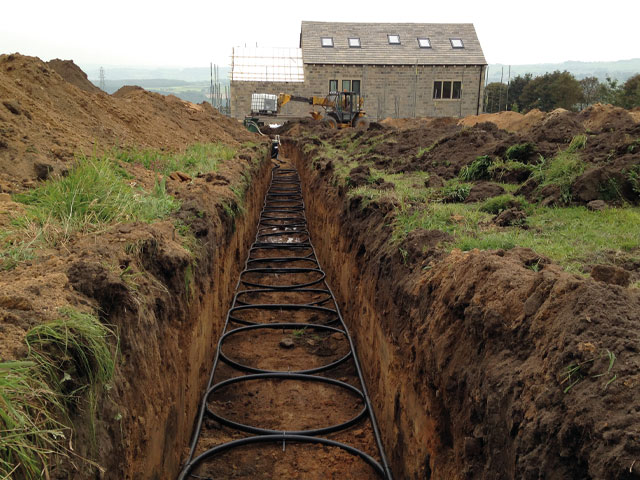 trenches for a ground source heat pump