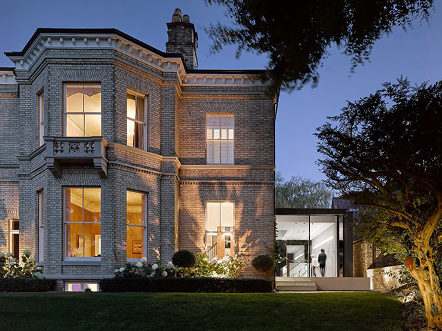 grand period house with modern glass box extension - grand designs