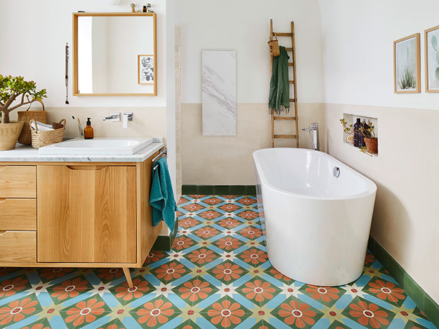 bathroom in a converted monastery - grand designs