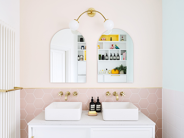 pink modern bathroom by ripples for little big bell - grand designs