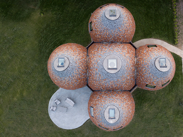 birdseye view of oast house in kent - self build - grand designs