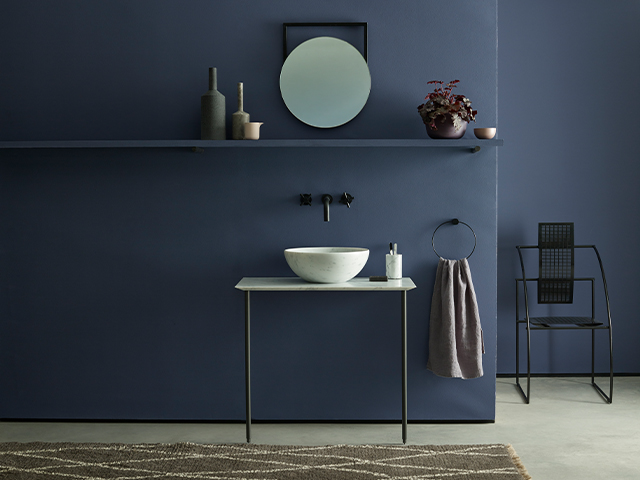 navy blue eco-friendly bathroom paint by earthborn