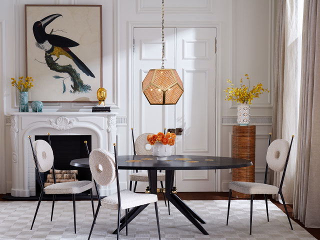 pendant light over a dining table