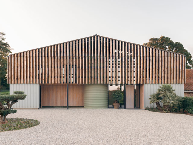 timber and steel exterior cladding on a barn in Norwich