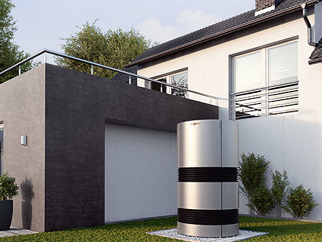 Viessmann’s Vitocal 300-A air source heating system is intended for installation in the garden, and has exceptional efficiency.